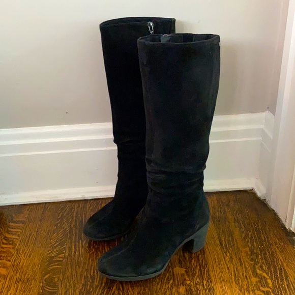 Clarks Black Suede All-Weather Heeled Boots - Picture 6 of 8